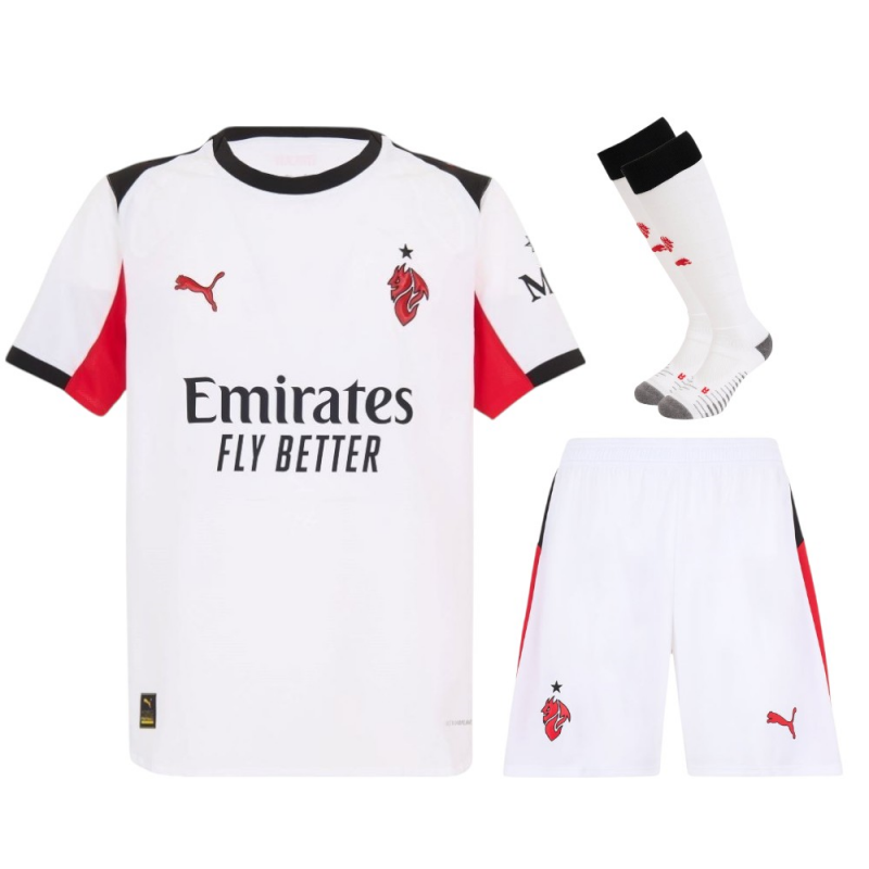 Kit ufficiale AC Milan trasferta 2025/26 bambino – Completo maglia, pantaloncini e calzettoni